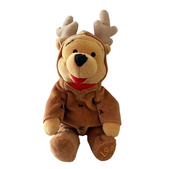 The Disney Store Reindeer Pooh Mini Bean Bag Plush 8” 1999 - Picture 1 of 7